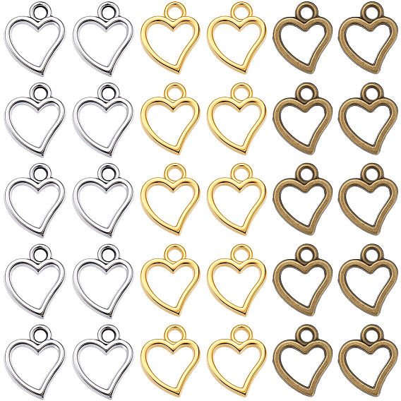 240 шт 3 цвета подвески из сплава в тибетском стиле, полые сердца