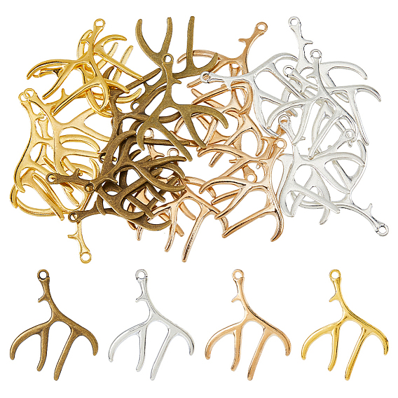 28 шт 4 цвета подвески из сплава в тибетском стиле, шарфы рога