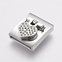 304 Stainless Steel Magnetic Clasps Rhinestone Settings, Rectangle with Heart