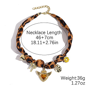 Alloy Enamel & Plastic Pendant Scarf Necklaces for Women, Golden