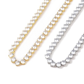 Rack Plating Brass Clear Cubic Zirconia Cup Chain Necklaces, Lead Free & Cadmium Free, Long-Lasting Plated