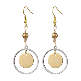 Brass Earrings for Women, with 304 Stainless Steel Pendants and Iron Hooks