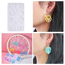 DIY Pendant Silicone Molds, Resin Casting Molds, for UV Resin & Epoxy Resin Jewelry Making, Monstera Leaf, Paw Print, Star, Moon, Tape, Music Player, Flower