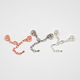 Iron Chain Extender with Brass Lobster Claw Clasps and Column Cord Ends, Nickel Free, 85mm, Hole: 8mm