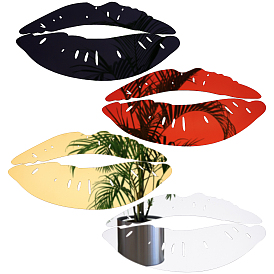 CREATCABIN 4Set 4 Colors Lip Acrylic Mirrors Wall Stickers, for Home Living Room Decoration