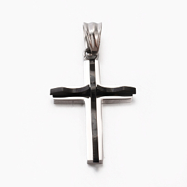 Fashion Men Bi-Color 201 Stainless Steel Cross Pendant, 31x20x4.5mm, Hole: 5x6.5mm