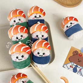 Japanese Cartoon Style Salmon Sushi Plush Pouches, Wallets for Children, Wool Pendant Keychain