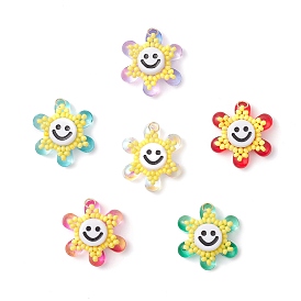 Подвески из стеклянных бусин в виде подсолнухов, с непрозрачными акриловыми бусинами и 304 соединительным кольцом из нержавеющей стали