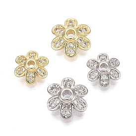 Колпачки для бусин из прозрачного кубического циркония из латуни, цветок