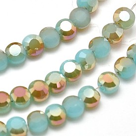 Perles en verre electroplate, demi-plaqué, facette, plat rond, 4x3mm, Trou: 1mm