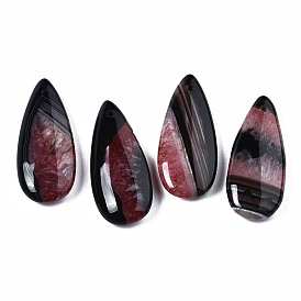 Natural Brazilian Agate Pendants, Dyed & Heated, Teardrop