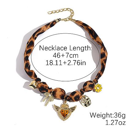 Alloy Enamel & Plastic Pendant Scarf Necklaces for Women, Golden