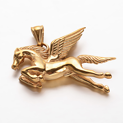 Pegasus 304 Stainless Steel Pendants, 33x45x9mm, Hole: 4.5x9mm