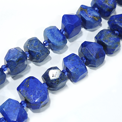 Natural Lapis Lazuli Beads Strands, Faceted, Nuggets