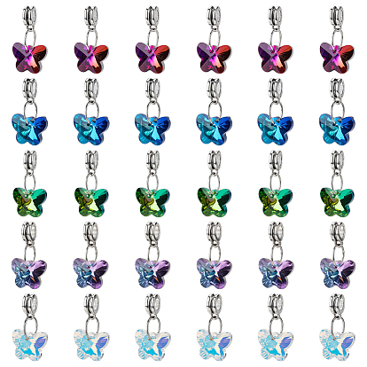 30шт. 6 цвета стекла европейские подвески с подвесками, со сплавочной фурнитурой