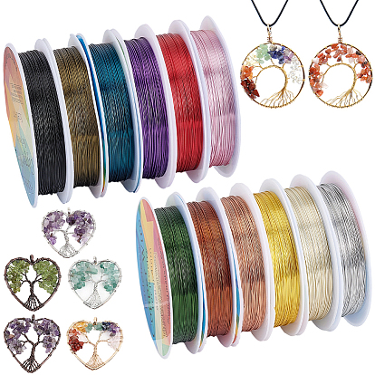 12 rouleaux 12 couleurs fil de cuivre rond pour bijoux, plaqué longue durée