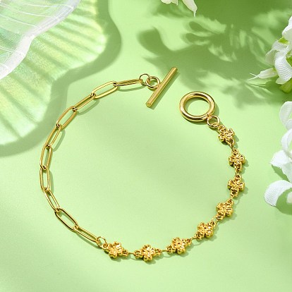 304 из нержавеющей стали ссылка браслеты, Браслет-цепочка из скрепок для женщин, Четыре листа клевера