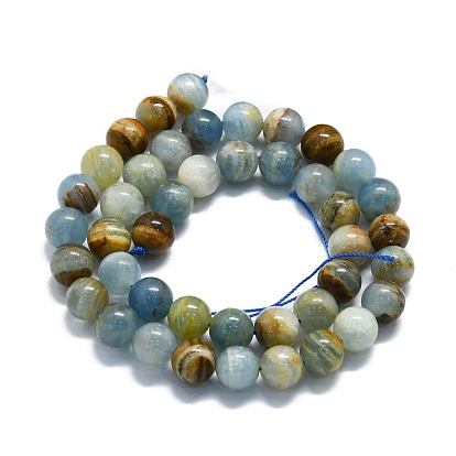 Perles de calcite bleues naturelles, ronde