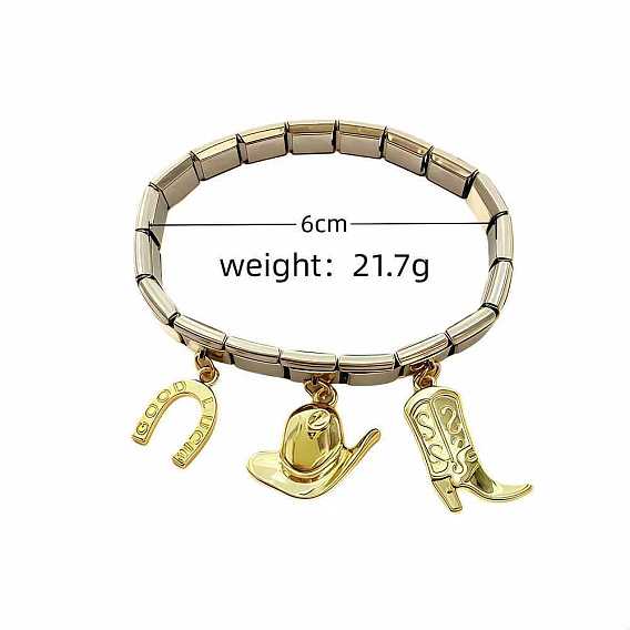 Ковбойский 316 хирургическая нержавеющая сталь подкова шляпа сапог подвеска эластичные браслеты