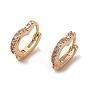 Brass Micro Pave Cubic Zirconia Hoop Earrings, Heart