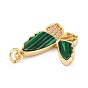Brass Micro Pave Cubic Zirconia Pendants, with Gemstone, Real 18K Gold Plated, Buttefly