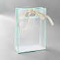 Rectangle Plastic Packaging Gift Bags with Hole Handle and Silk Ribbon, Rectangle