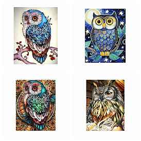 Owl DIY Diamond Painting Kits, Including Resin Rhinestones Bag, Diamond Sticky Pen, Tray Plate and Glue Clay