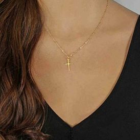  Simple religious cross pendant necklace copper bead chain cross religious women's necklace