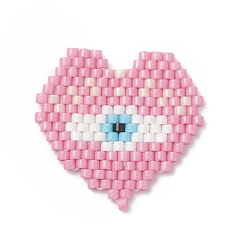 Handmade Loom Pattern MIYUKI Seed Beads, Heart with Evil Eye Pendants