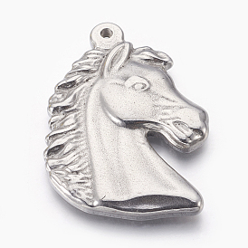 Pendentifs en acier inoxydable, tête de cheval