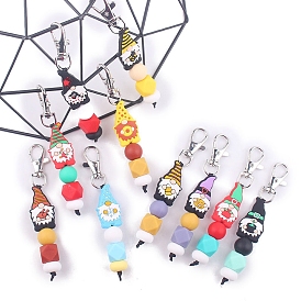 Christmas Theme Silicone Cartoon Gnome Pendant Decorations, for Home Car Bag Hanging Ornaments