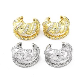 Rack Plating Brass Micro Pave Cubic Zirconia Cuff Earrings for Women, Long-Lasting Plated, Lead Free & Cadmium Free