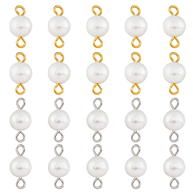 40 шт. 2 цвета подвески из натурального пресноводного жемчуга, картофельные ссылки, с металлическими двойными петлями