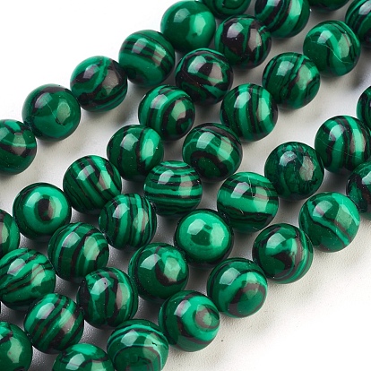Synthetic Malachite Beads Strands, Dyed, Round, 8mm, Hole: 1.5mm