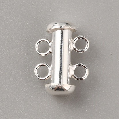 Стерлингового серебра застежками слайдер блокировки, пейот застежки, 2 нитей, 4-луночное, трубка