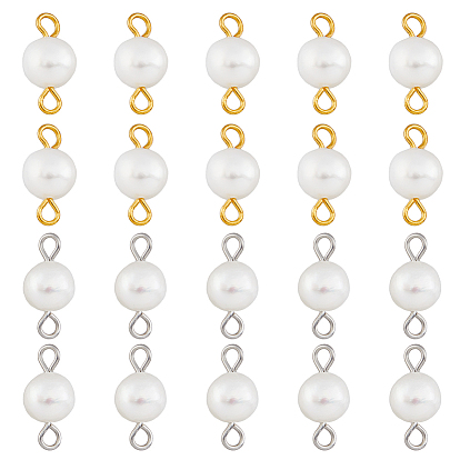 40 шт. 2 цвета подвески из натурального пресноводного жемчуга, картофельные ссылки, с металлическими двойными петлями