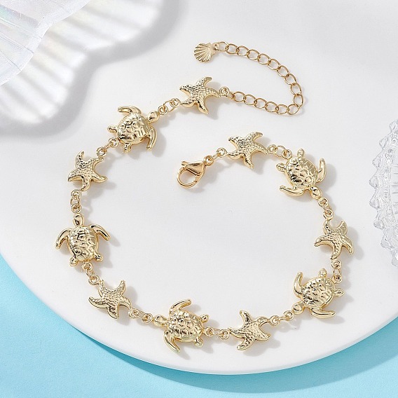 Летний пляж 304 браслеты на лодыжку из нержавеющей стали в виде черепахи и морской звезды для женщин