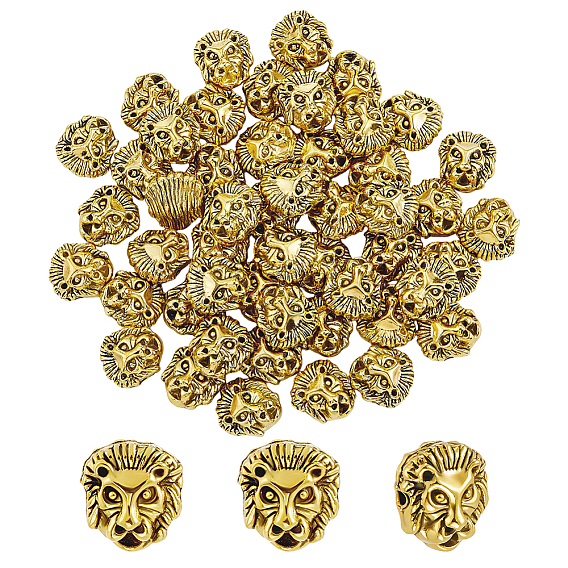 50Pcs Tibetan Style Alloy Beads, Lion