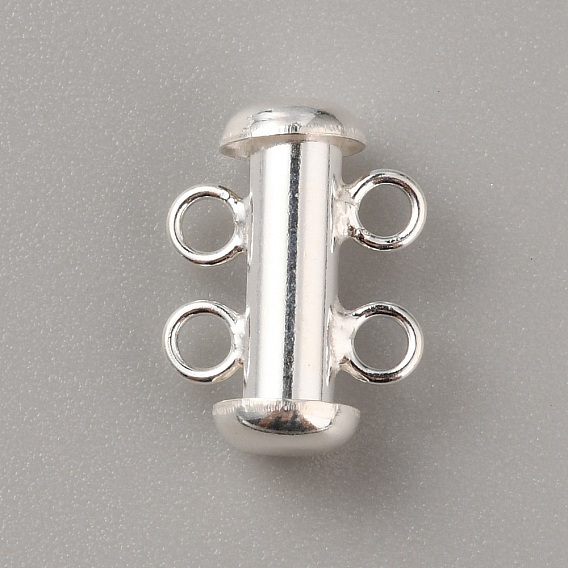 Стерлингового серебра застежками слайдер блокировки, пейот застежки, 2 нитей, 4-луночное, трубка