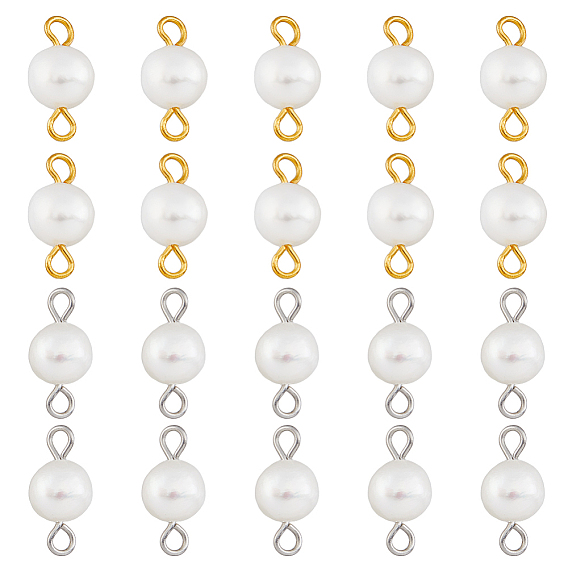 40 шт. 2 цвета подвески из натурального пресноводного жемчуга, картофельные ссылки, с металлическими двойными петлями