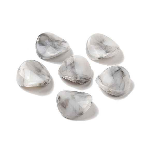 Two Tone Opaque Acrylic Beads, Imitation Gemstone, Flat Round