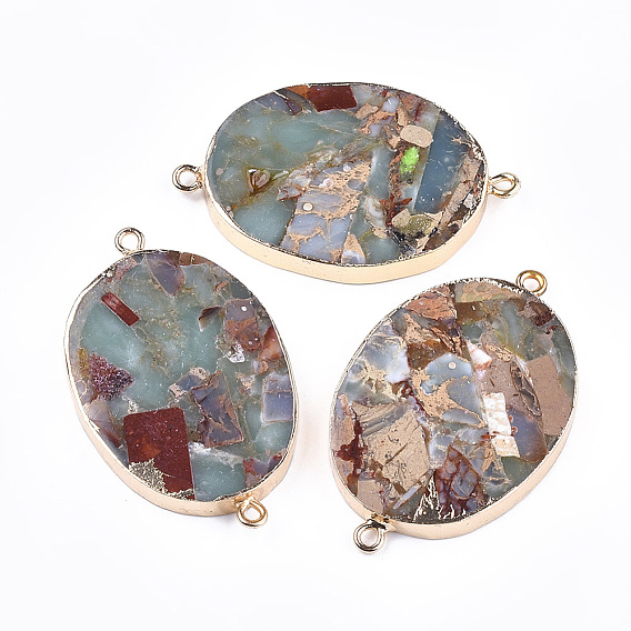 Гальванические связи драгоценного камня / соединители, с железной фурнитурой, овальные, золотые