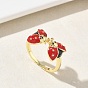 Кольца латуни пальца, божья коровка, с эмалью, долговечный, без кадмия и без свинца, стойки покрытие