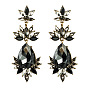 Exaggerated Waterdrop-shaped Multi-layer Acrylic Inlaid Diamond Flower Earrings for Women, Retro Style and Fashionable Full-drilled Ear Studs.