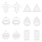 12Pcs 6 Style 201 Stainless Steel Pendants, Laser Cut, Triangle & Teardrop & Rectangle & Eye
