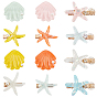 5Pcs 5 Color Iron Alligator Hair Clips Set, with Resin Cabochons, Starfish & Shell