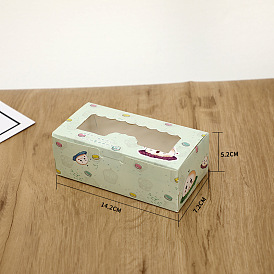 Бумажная коробка для торта, прямоугольник с 6 отсеком и прозрачным окном, коробка для упаковки кексов для выпечки