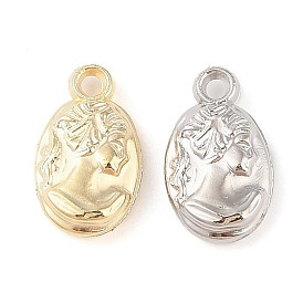 Alloy Pendants, Oval with Cameo