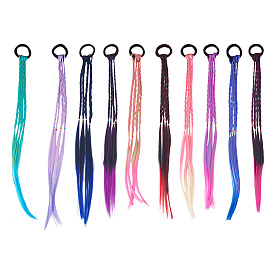 10 шт. 10 цветные парики из термостойкого шелка, держатель для хвоста для женщин и девочек