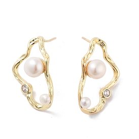 Boucles d'oreilles clous en perles naturelles nuggest, boucles d'oreilles en perles de verre avec des épingles en argent sterling